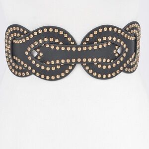Black and Gold Studded Belt 40-56 inches